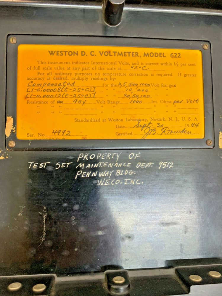 Weston D.C. Voltmeter Model 622 S8302