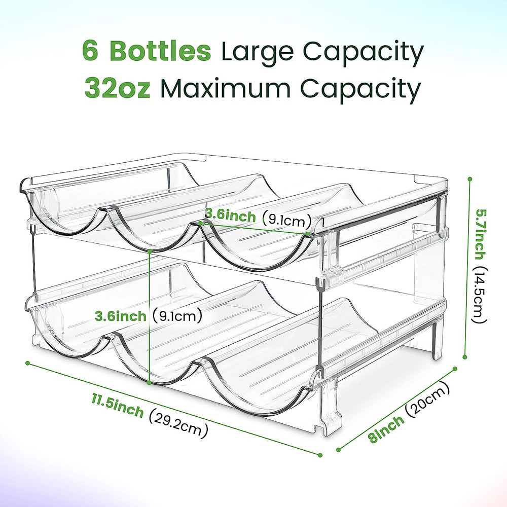 Water Bottle Organizer 2 Pack Stackable Storage Rack for Cabinet Kitchen Counter