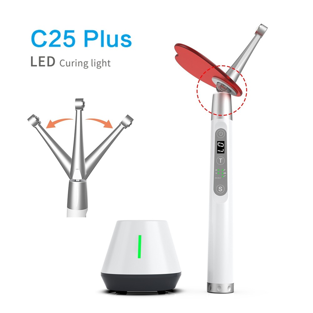 C25 Plus Dental 10W LED One Second Curing Light 2500mw/cm2 360° Rotatable Head