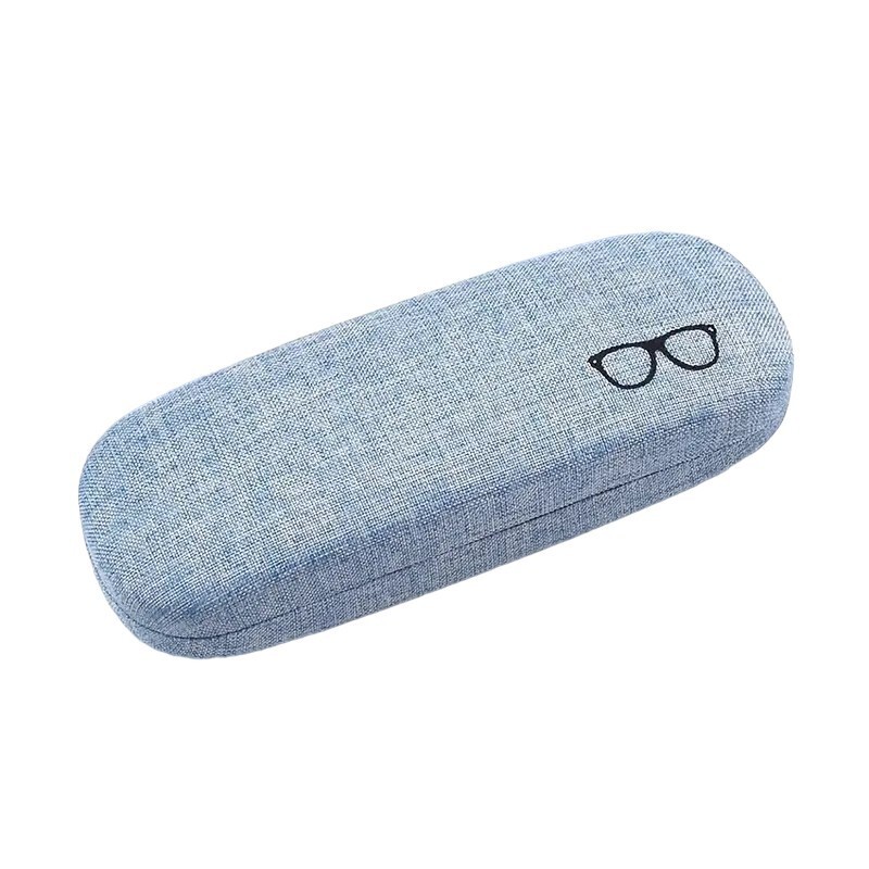 Blue Linen Hard Glasses Case - New
