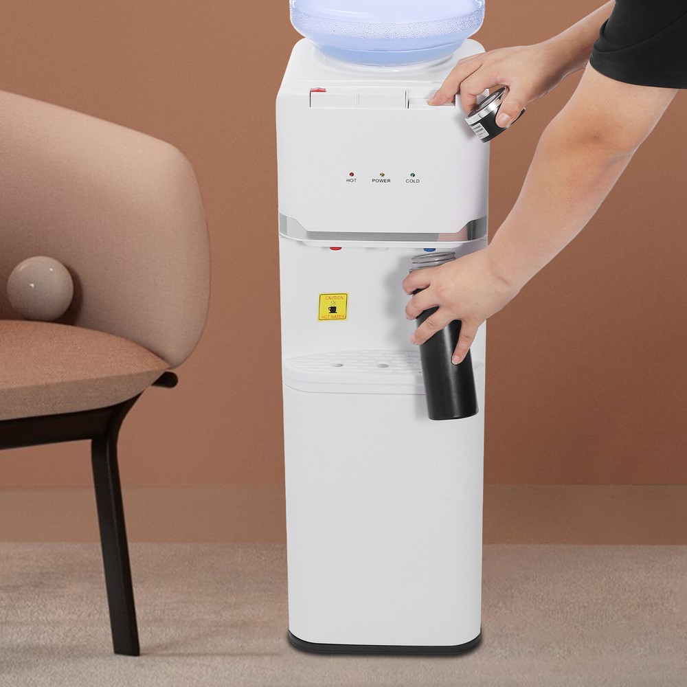 Indoor White Hot & Cold Water Cooler Dispenser Machine Countertop 5 Gallons
