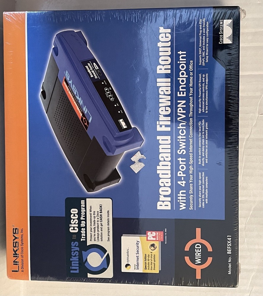 CISCO-LINSYS EtherFast BEFSX41 BROADBAND ROUTHER FIREWALL NEW in BOX