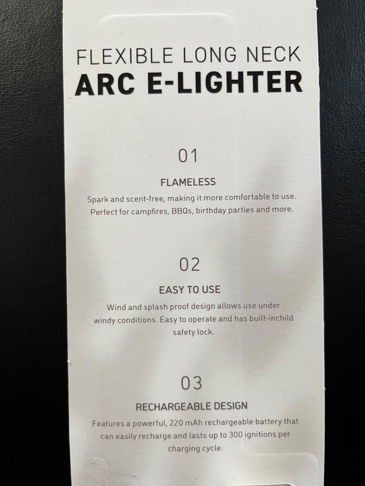 Brookstone Flexible Long Neck ARC E-Lighter Rechargeable USB Silver NEW READ