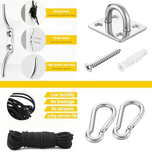 2 Sets Cable Pulley System for Lifting Hanging, Including Heavy Duty M20