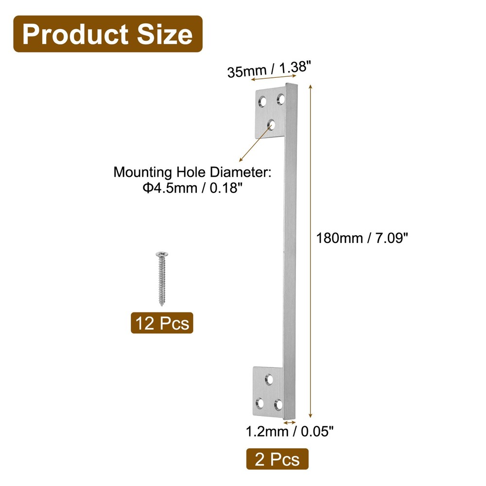 2Pcs Door Latch Guard Plate, 7" Door Security Protector Shield, Silver