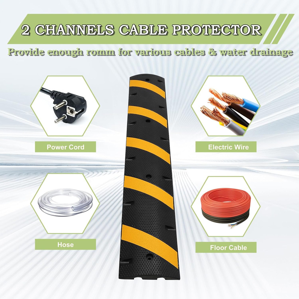Durable Rubber Speed Bumps 2-Pack - 25K Lb Traffic Control Solution