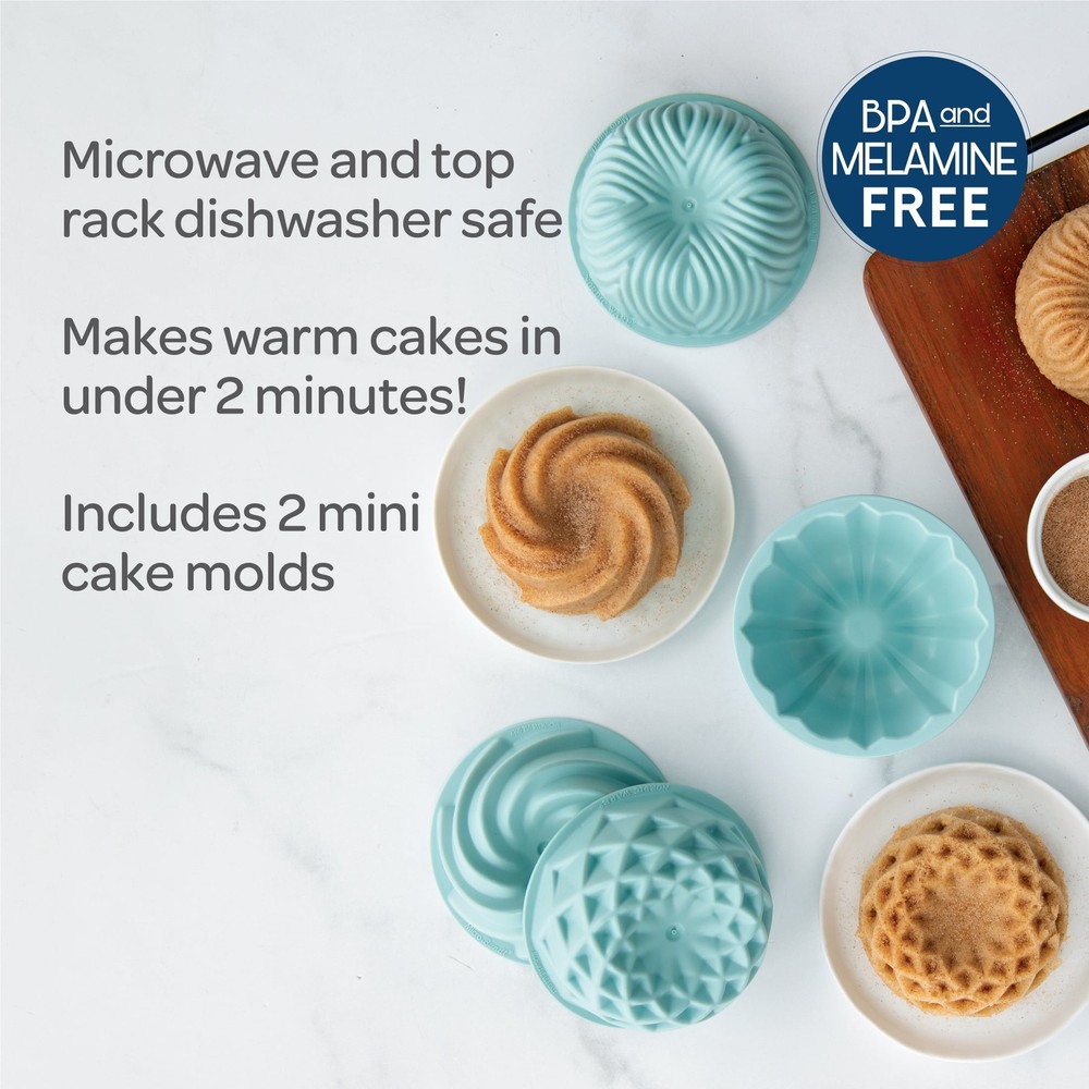 Micro Bundt Pans Microwave Safe Plastic Blue 2 Pans
