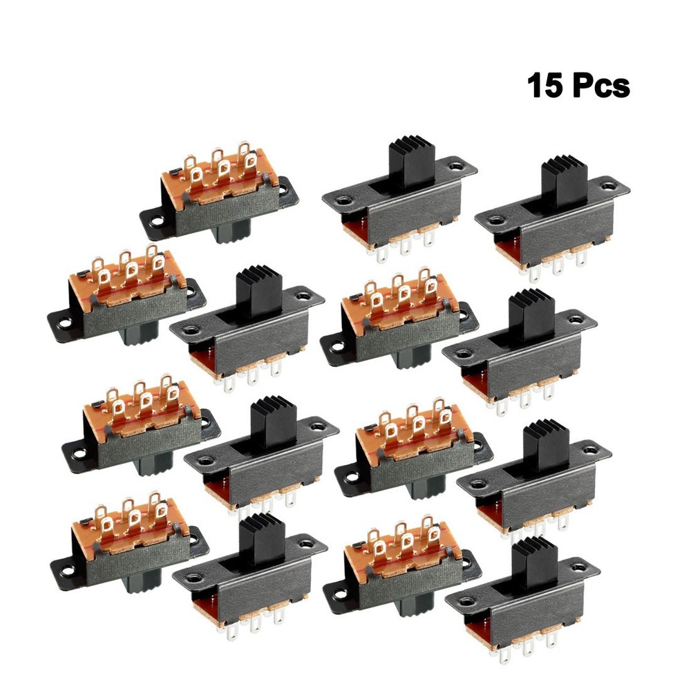 15Pcs 7mm Vertical Slide Switch DPDT 2 Position 6 Terminals PCB Panel Latching
