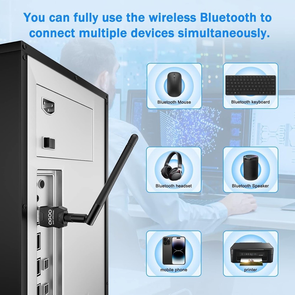USB Bluetooth Dongle 5.3 - Class 1 Long-Range Receiver for Multi-Device Support