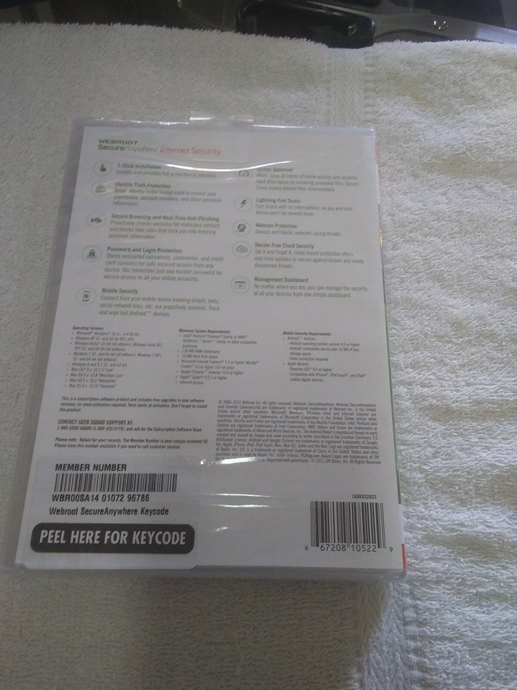 Webroot Secure Anywhere Internet Security (3 Devices) PC, Mac, Mobile New Sealed