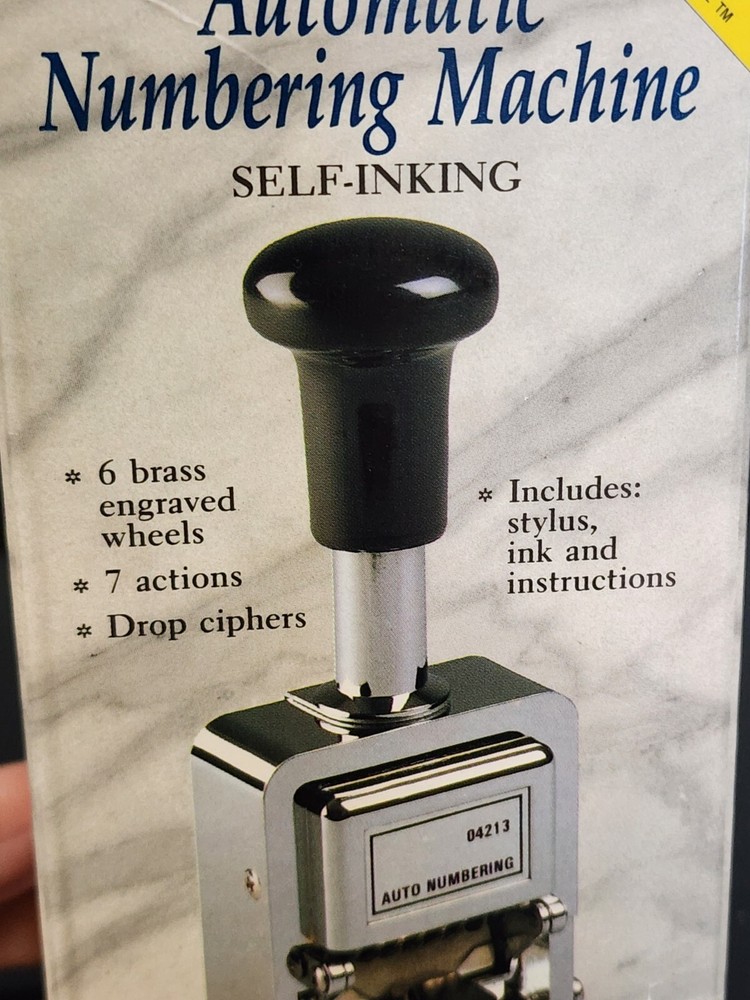Rogers Automatic Numbering Machine Stamp Self Inking 6 Brass Wheels Stamp ONLY