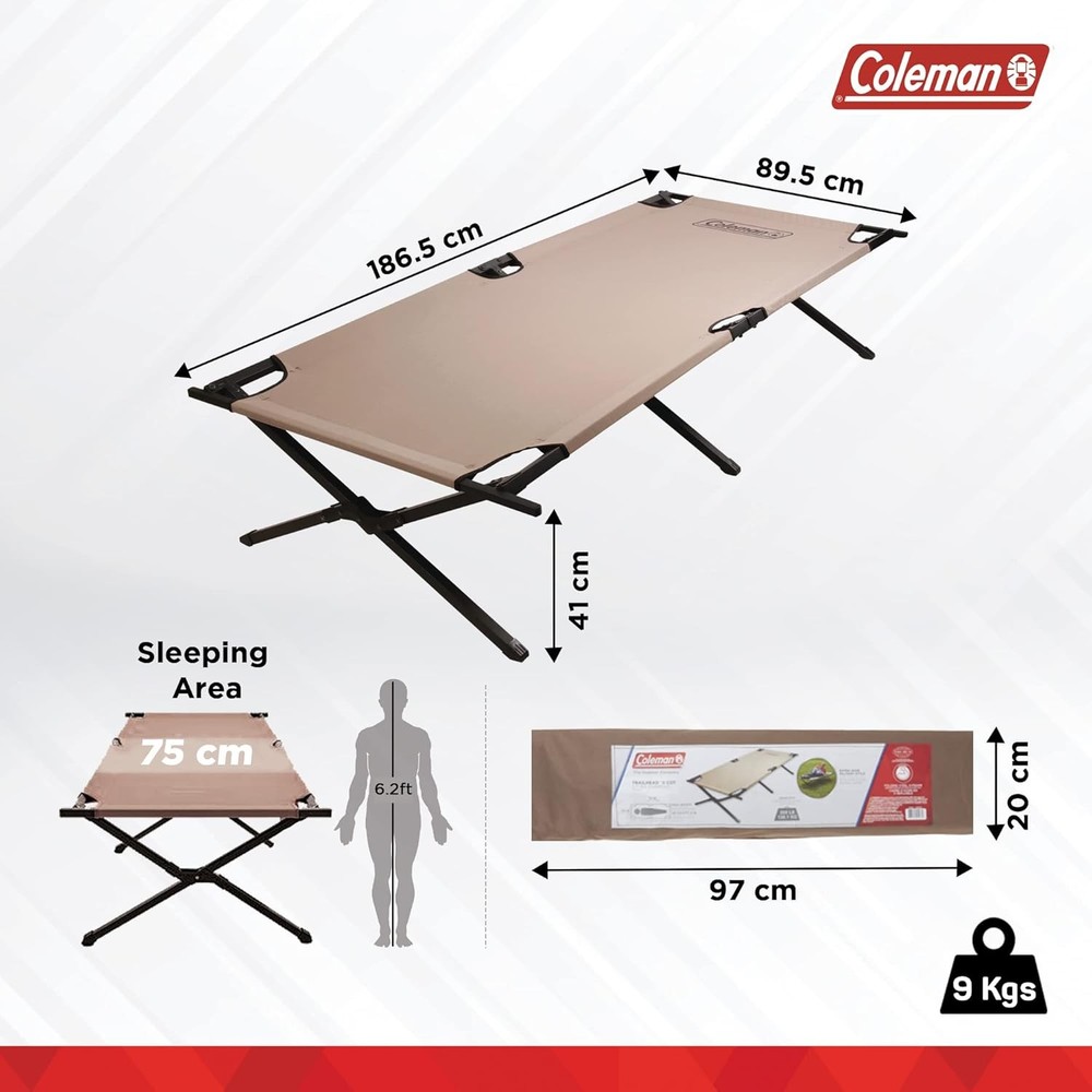 Camping Folding Cot with Easy Setup Takedown Elevated Sleeping Guests