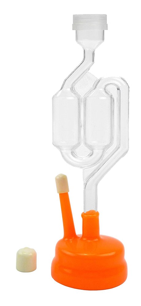 Twin Bubble Airlock with Universal Orange Carboy Cap