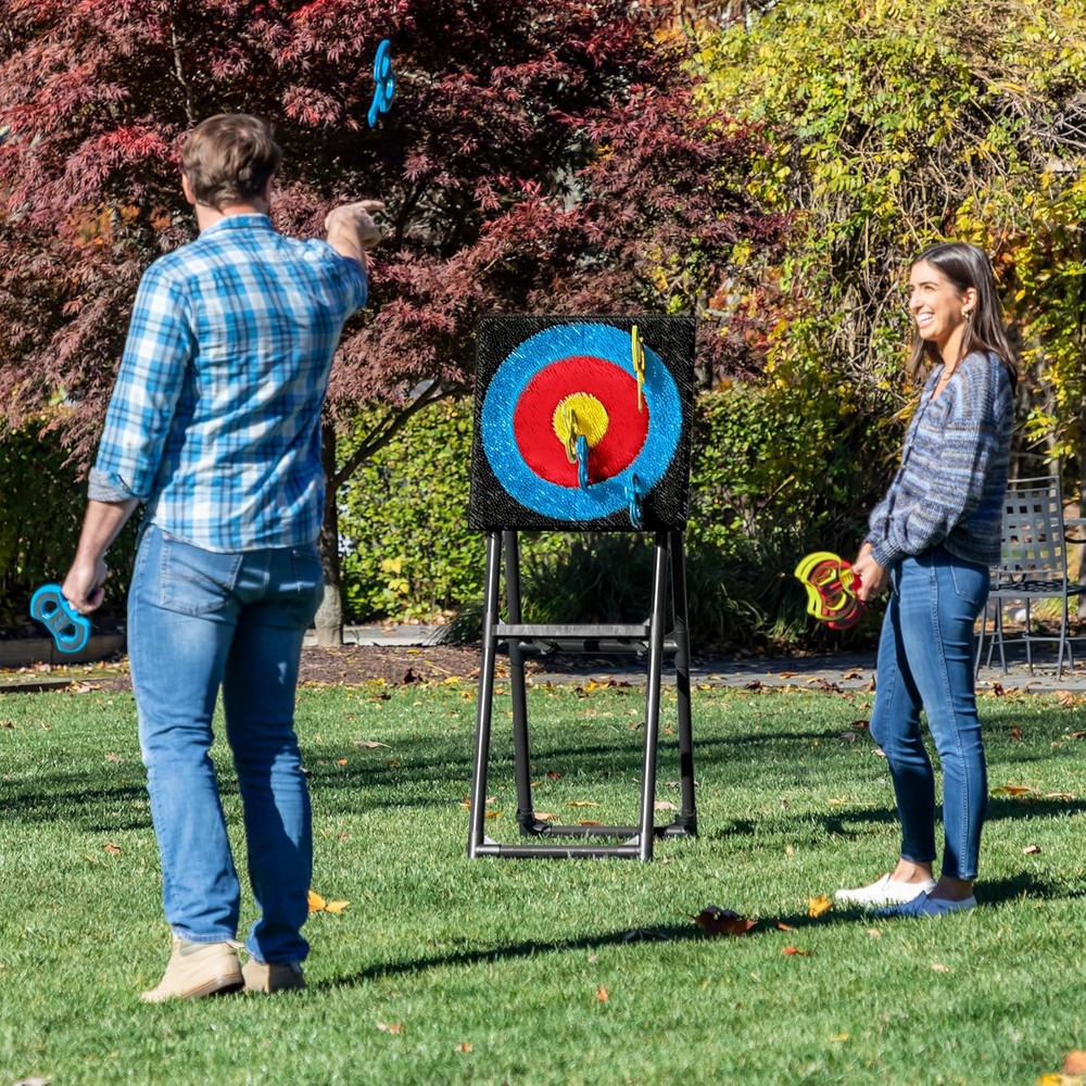Axe Throwing Target Game - 5Ft Tall Sturdy Steel Frame - Includes 8 Throwing Axe