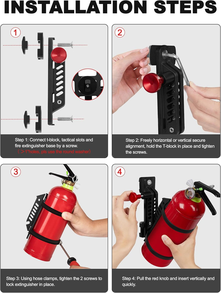 MOLLE Panel Fire Extinguisher Mount Kit Fits 1"-2" Rigid MOLLE Panel Holes Quick