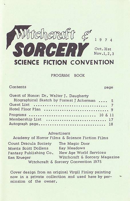 1974 WITCHCRAFT & SORCERY CONVENTION program - guest profile by Forrest Ackerman