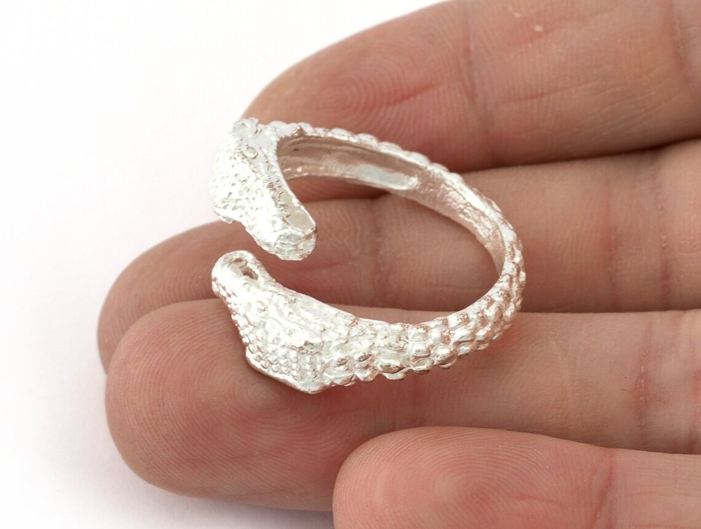 Ring Adjustable Shiny Silver plated brass (18mm 8US inner size) 5229