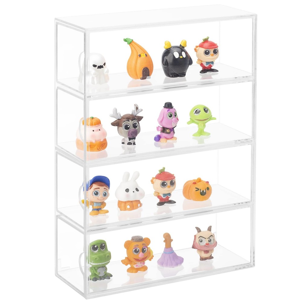 Clear Display Case 4 Layer Mini Action Storage Box Cabinet Organizer for Mini...