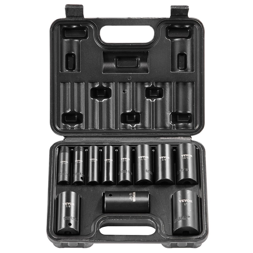 3/8" Drive Impact Socket Set 11 Piece Deep Socket Set SAE 5/16"-1" 6 Point