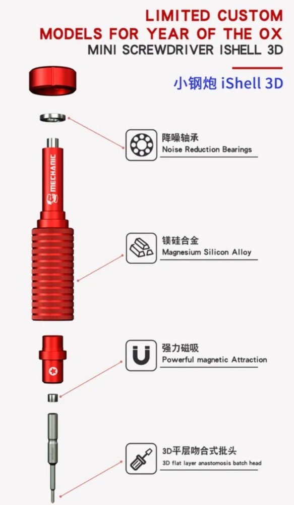 iShell 3D Mortar Mini, Precision Screwdriver, T2 Torx