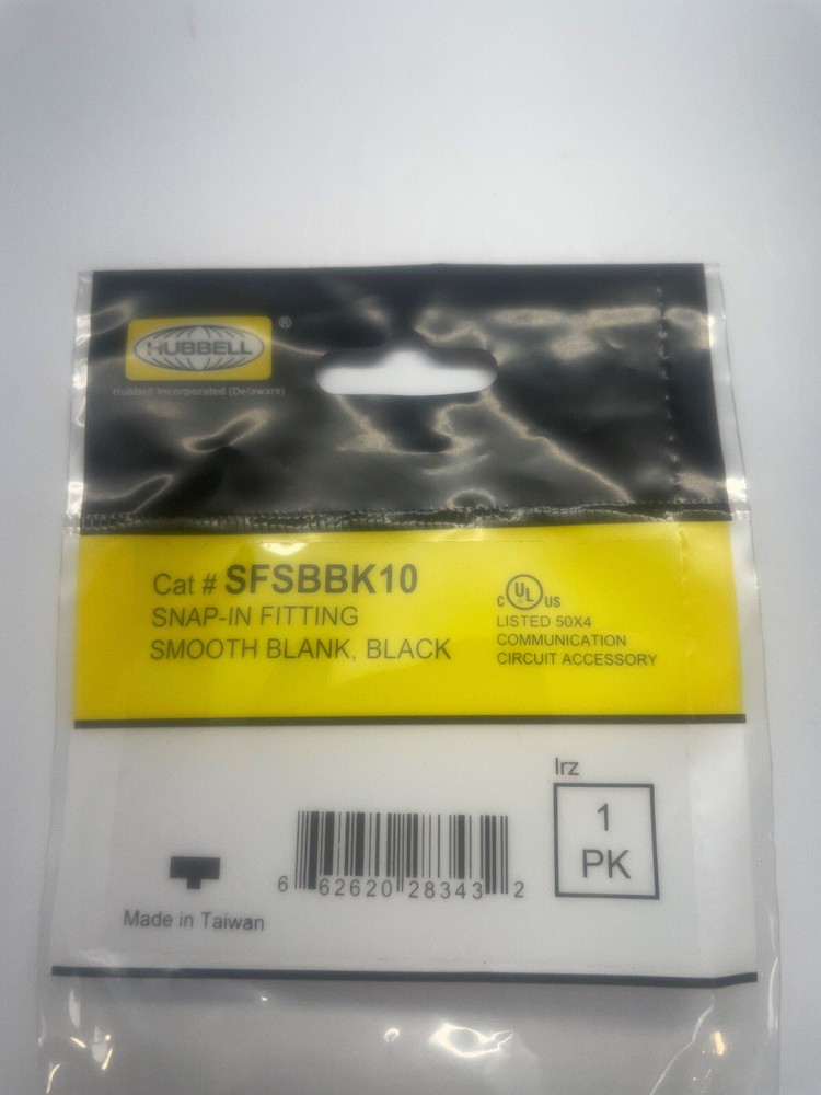 Hubbell SFSBBK10 AV Connector - Smooth Blank Black 10 pc