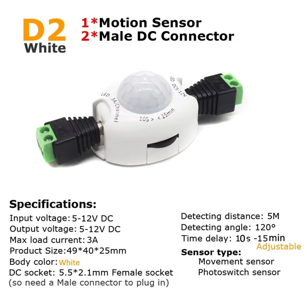 Motion Sensor Light 5V 12V DC Movement Detector Timer Automatic on OFF1432