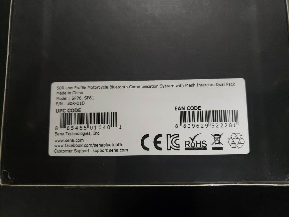 Sena Low Profile Motorcycle Blue Tooth Communication System 50R Dual