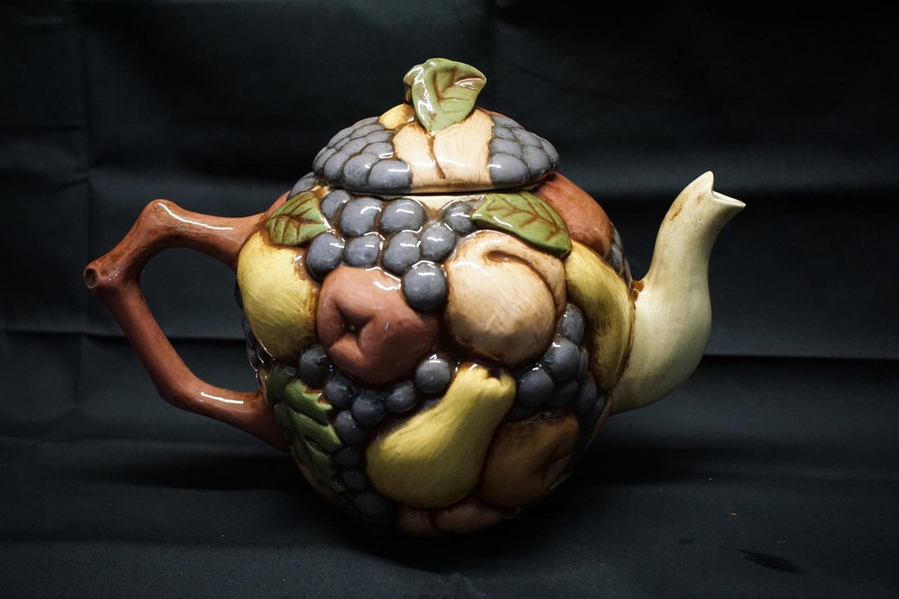 Vintage Ceramic Fruit-Themed Teapot - Unique Handcrafted Design