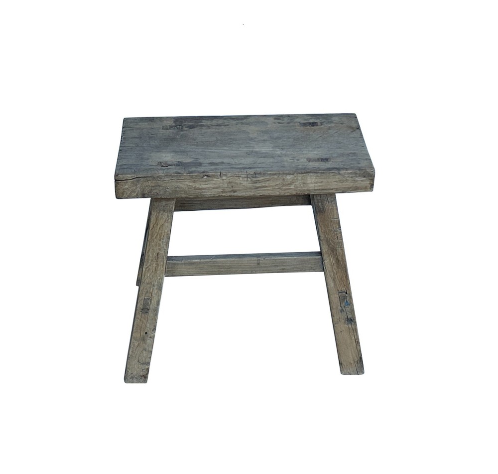 Rustic Raw Rough Wood Grain Rectangle Slim Stool Bench Side Table JK329