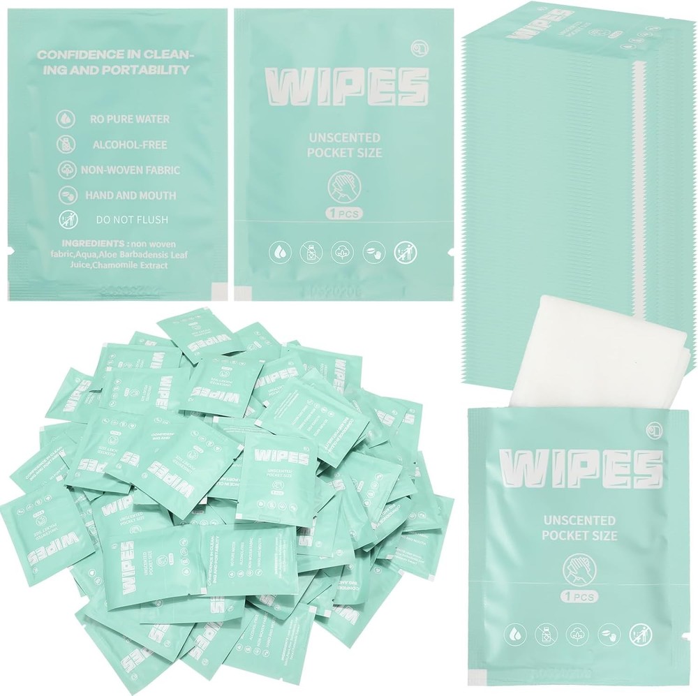 Wet Wipes Indivily Wrapped Unscented Flushable Cleansing