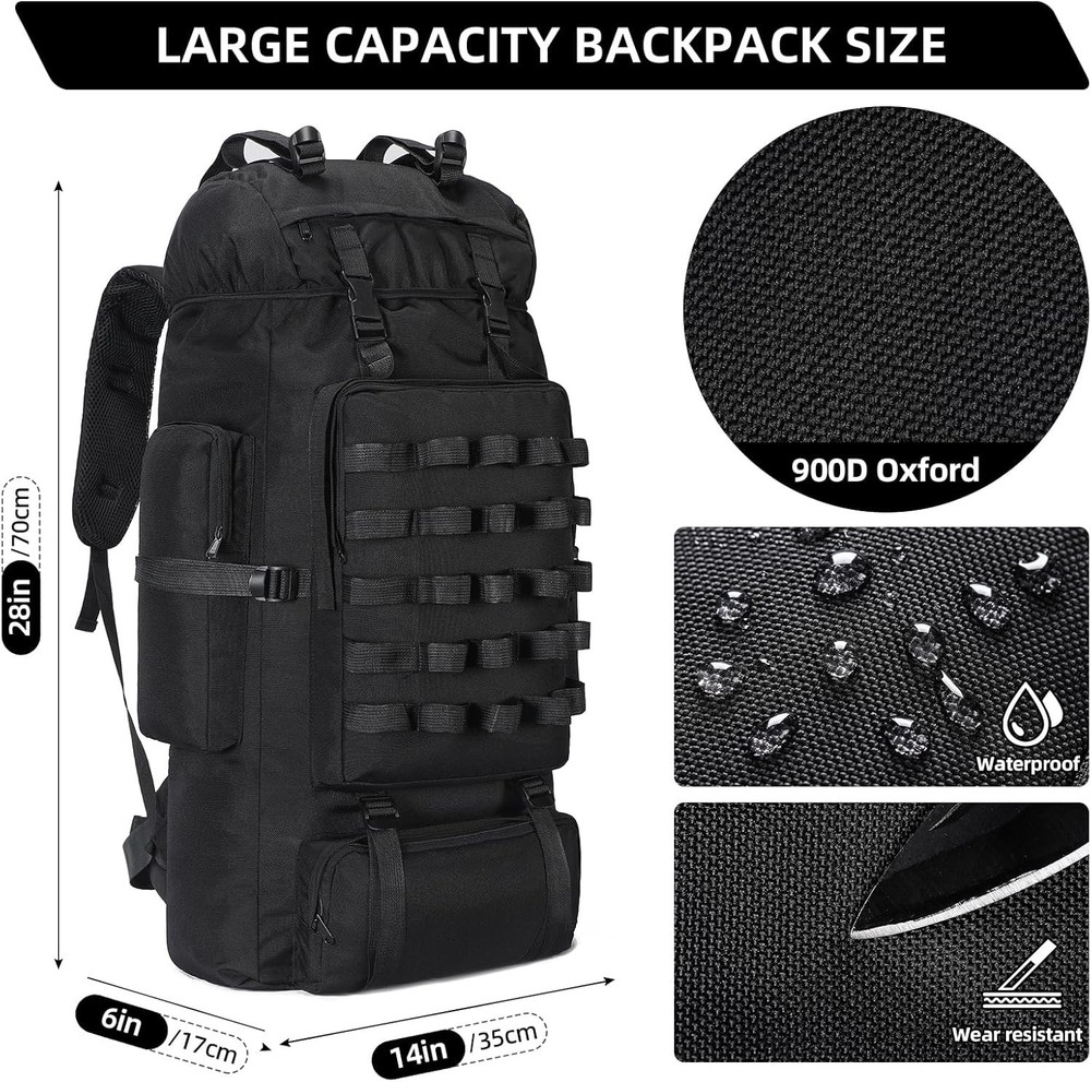 Versatile 70L Camping and Hiking Backpack with Molle System, Adjustable Straps