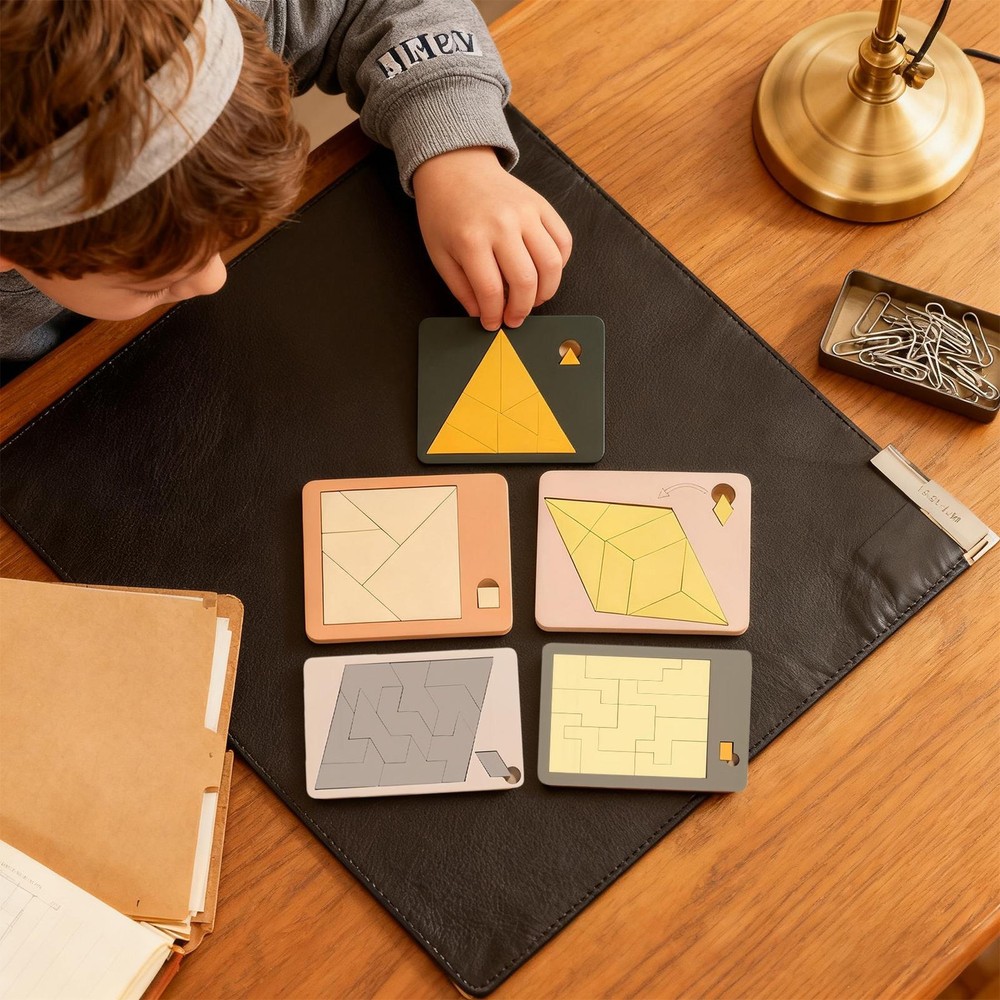 5 Pack/Set Handmade Wooden Impossible Triangle Puzzle Brain Teaser Tangram
