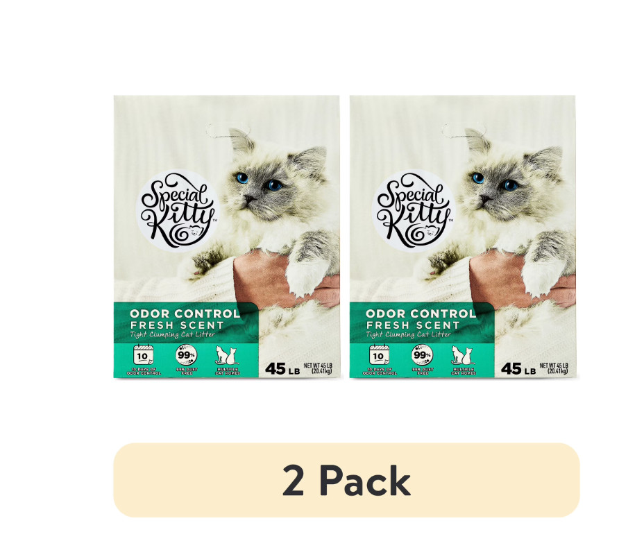 (2 pack) Special Kitty Clumping Clay Cat Litter, Fresh Scent, 45 lbs Box