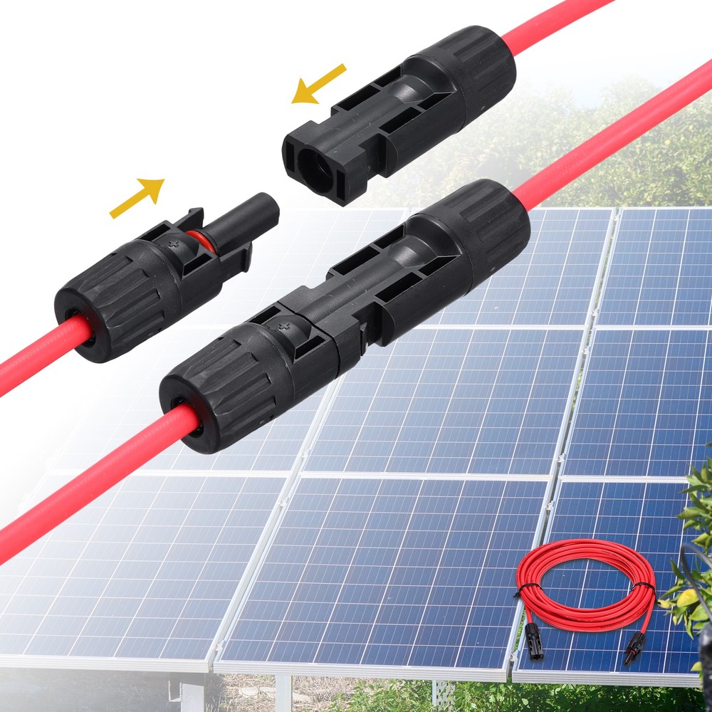 1 Pair Solar Panel Extension Cable, 12AWG 1000V, Black&Red 3.3ft