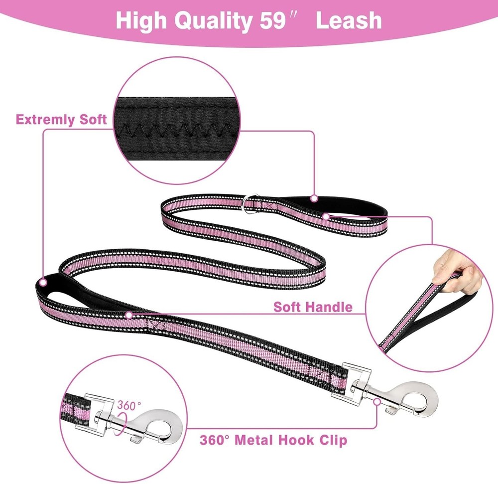 Pet Harness Collar & Leash Set All-in-one Reflective Dog Harness No Pull