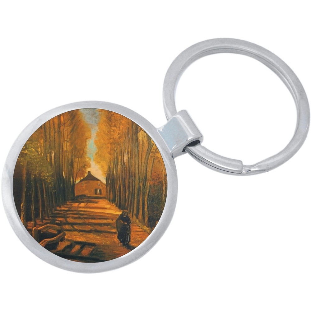 Tree Lined Path Keychain - Includes 1.25 Inch Loop for Keys or Backpack
