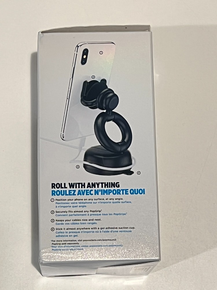 PopSockets PopMount 2 Desk/Car Dash & Windshield Mount - Black OPEN BOX