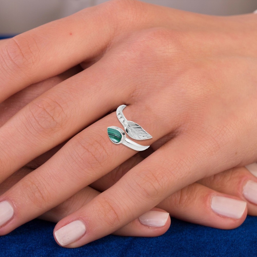 Leaf Ring Adjustable 925 Sterling Silver Handmade Boho Ring | Pear Shape Jewelry