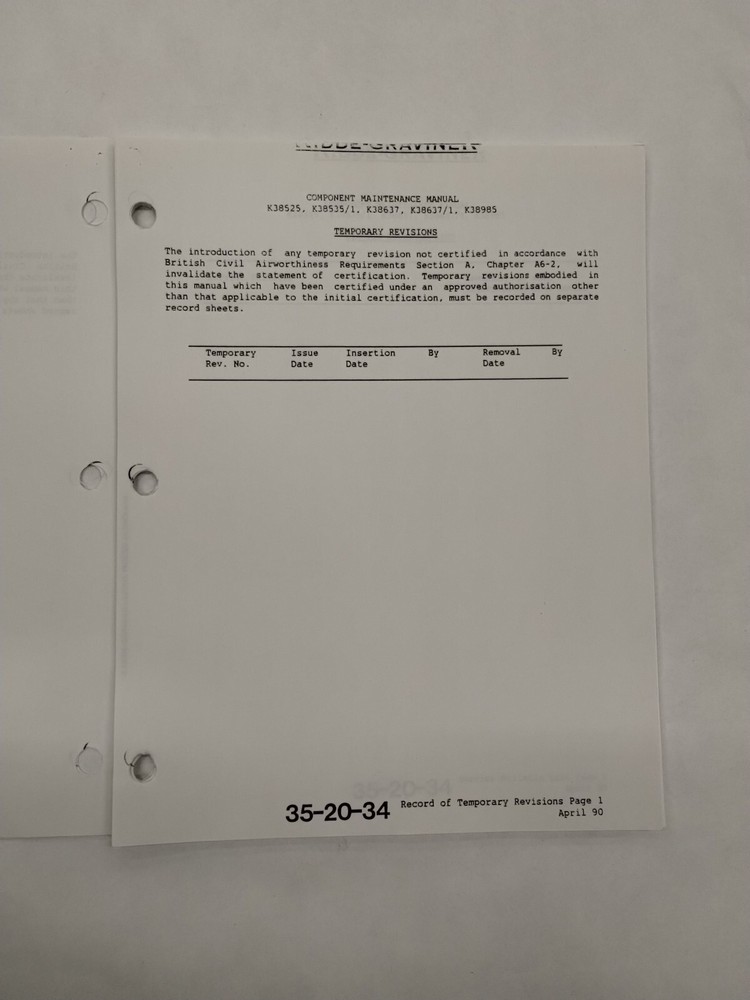 Kidde-Graviner Mask Stowage Box Assemblies Component Maintenance Manual-Original