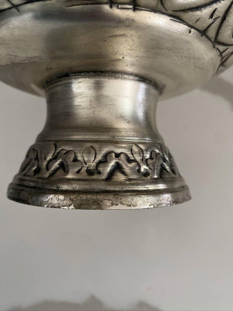 Etched Silver Silver Iron Fruit 6” Tall Bowl made in India