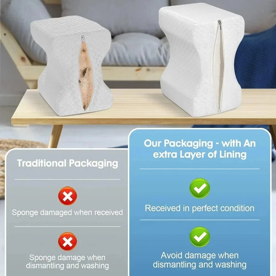 Memory Foam Leg Pillow for Side Sleepers – Knee Support Pillow with Adjustable