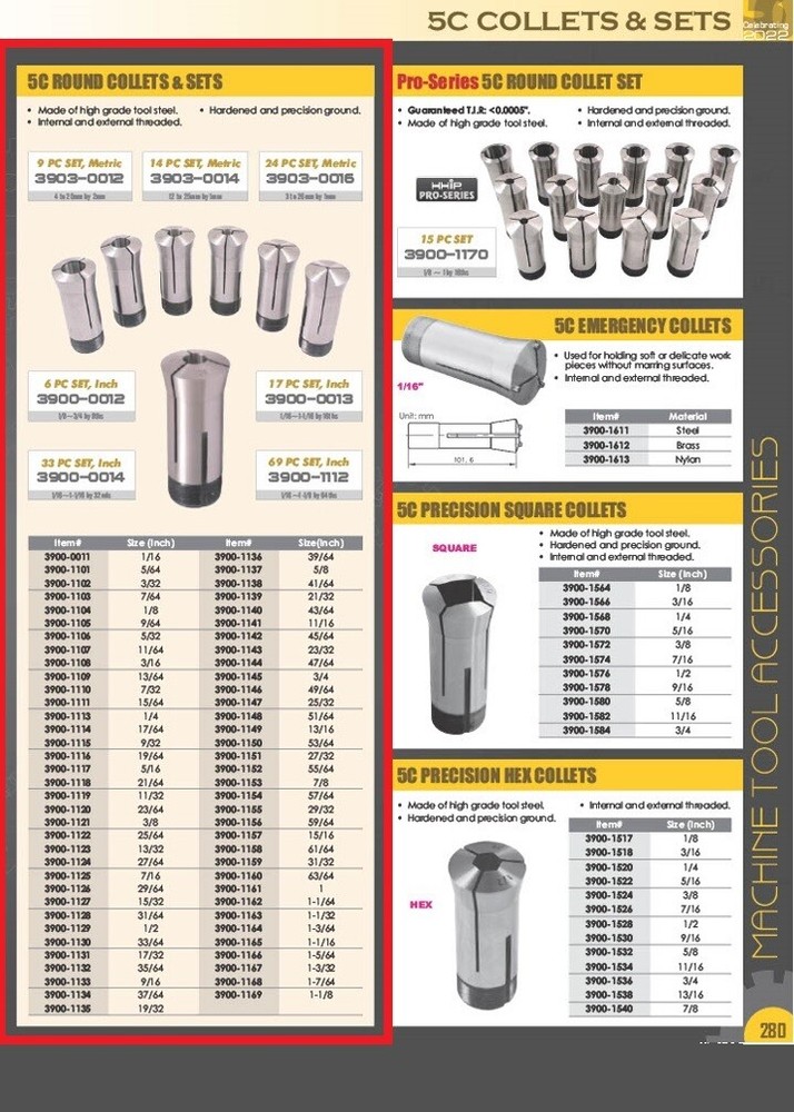 1-3/32" 5C ROUND COLLET (3900-1167)