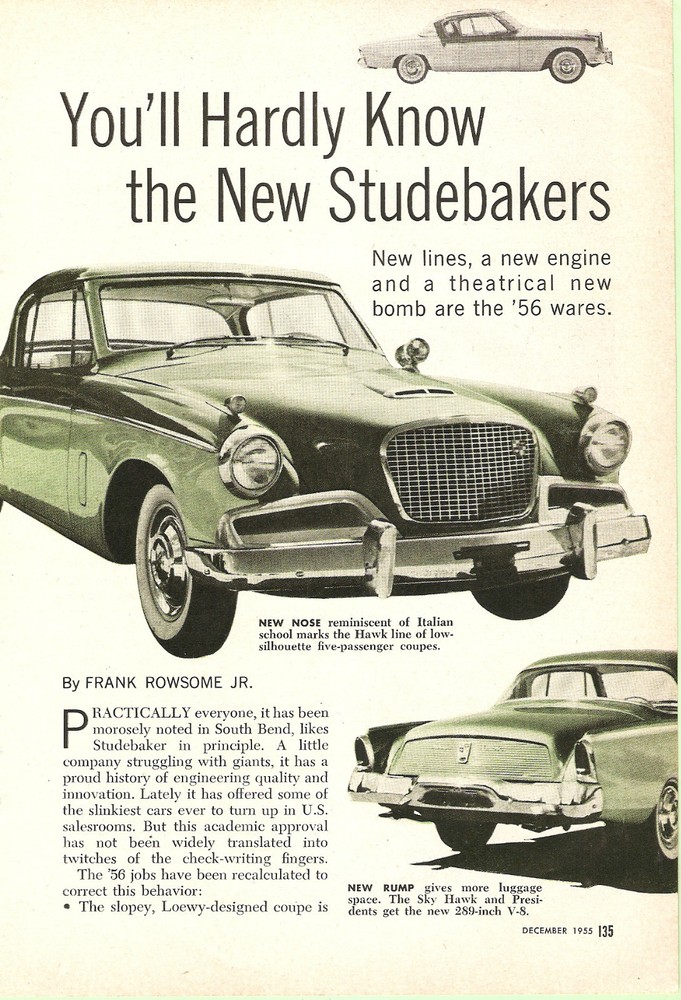 You'll Hardly Know the New Studebakers Dec. '55 Pop. Science Article