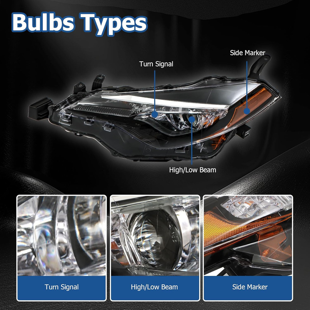 2PCS Driver and Passenger Side Headlamp Assembly Replacement for Toyota Corolla