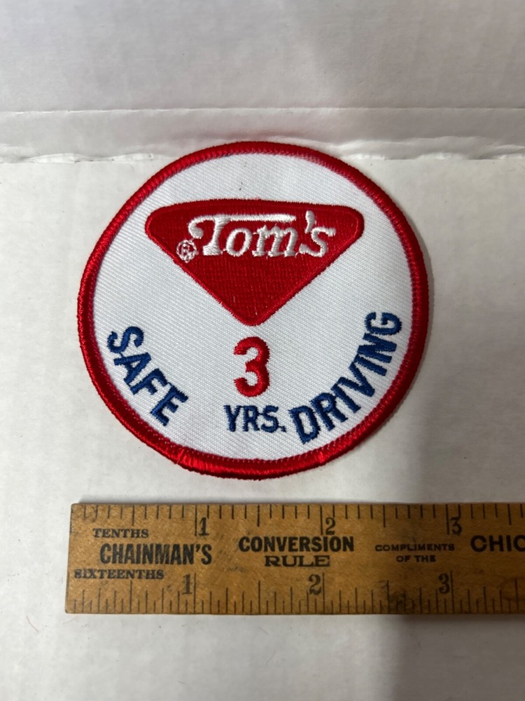 Vintage Tom’s Peanuts Cloth Patch Safe 3 YR. Driver