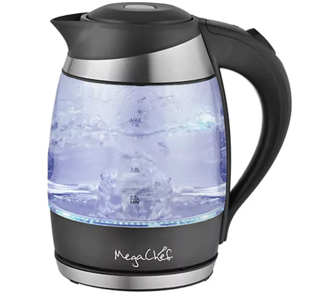 MegaChef 1.8-Liter Glass & Stainless Steel Electric Teakettle