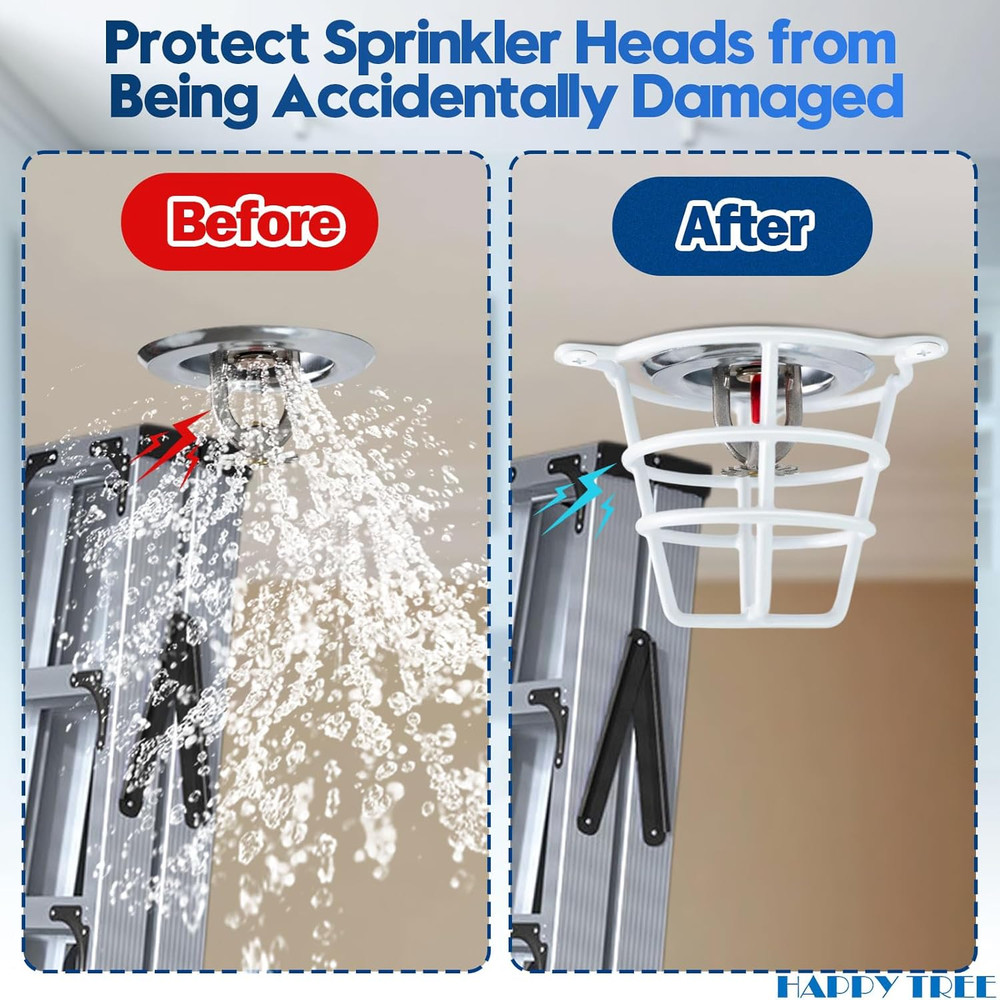Happy Tree (6 Pack) White Fire Sprinkler Head Guard Cover Cage Protector for Bot