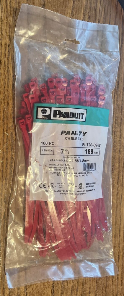 Panduit PLT2S-C702 Plenium - Maroon Halar - 7-3/8" - 100 pcs