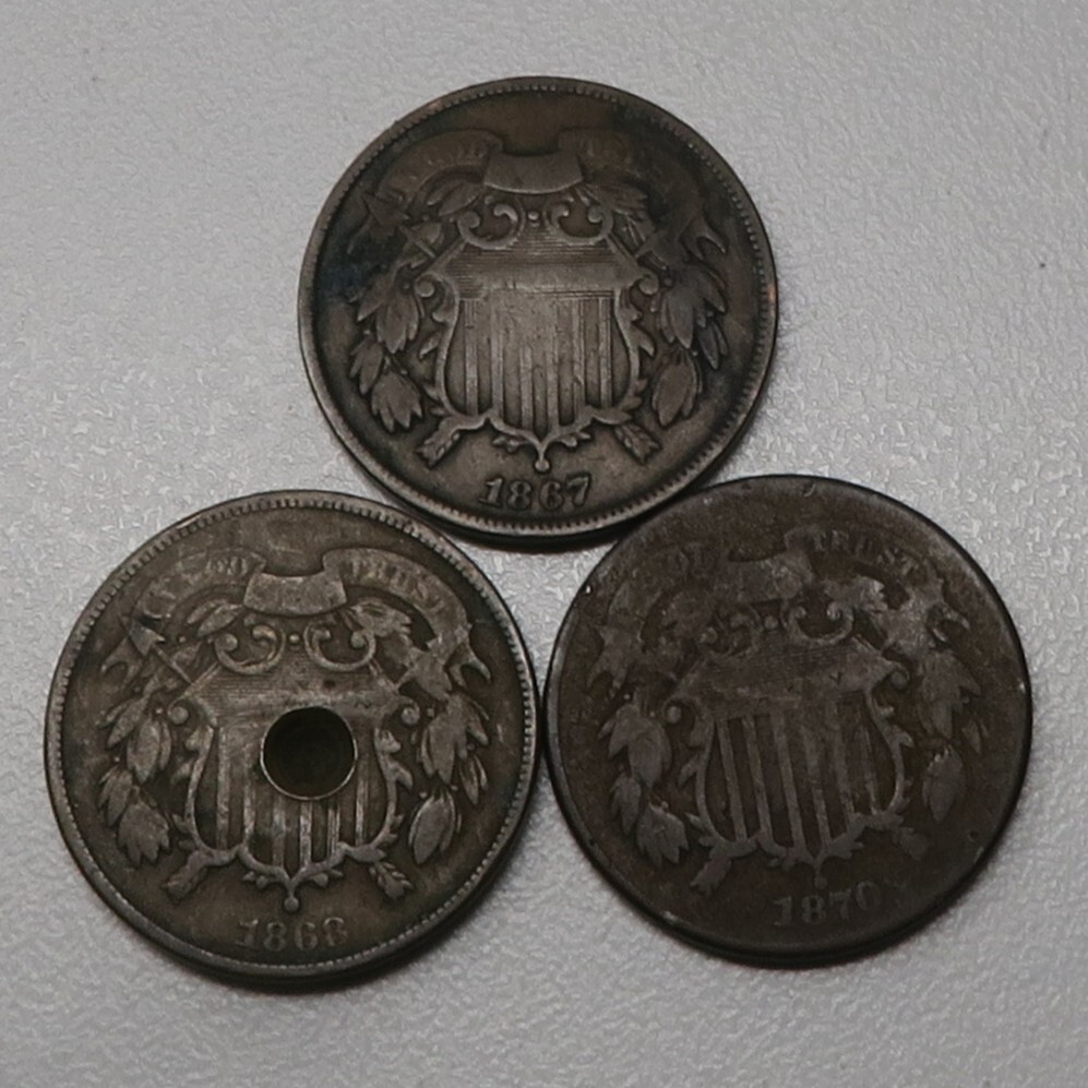 11x 1864-1870 2 Cent Pieces 2c 28666