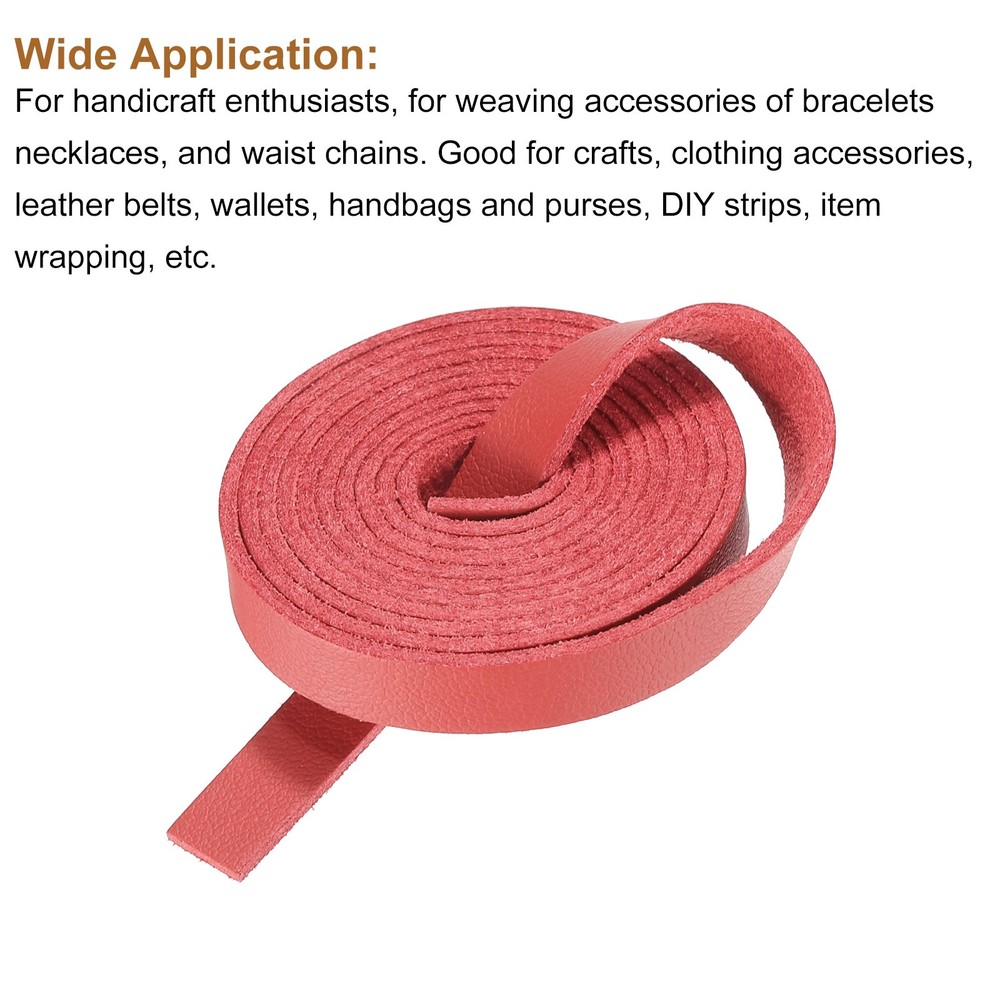 Faux Leather Straps Strip Leather String 0.8cm/0.31" Width, Red